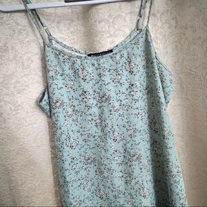 Robin egg and tan Floral Paulina midi Dress